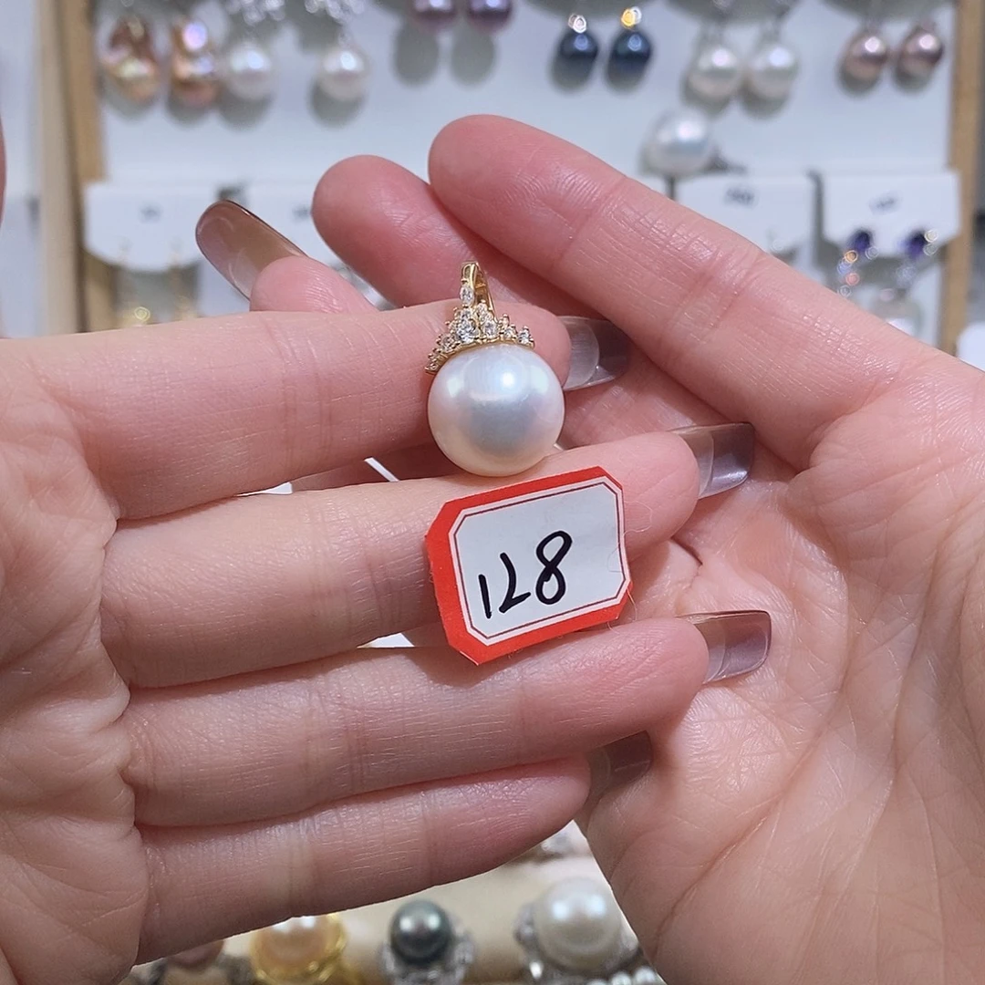 淡水珍珠银S925镶嵌吊坠(赠链)w14.3