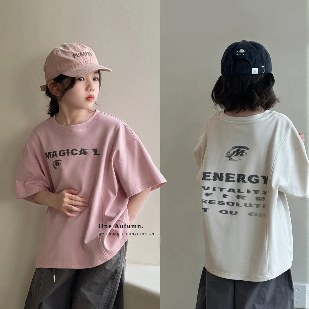 现货「壹秋.ONE AUTUMN」【解构式】全棉字母T恤女童夏上衣【GX677】