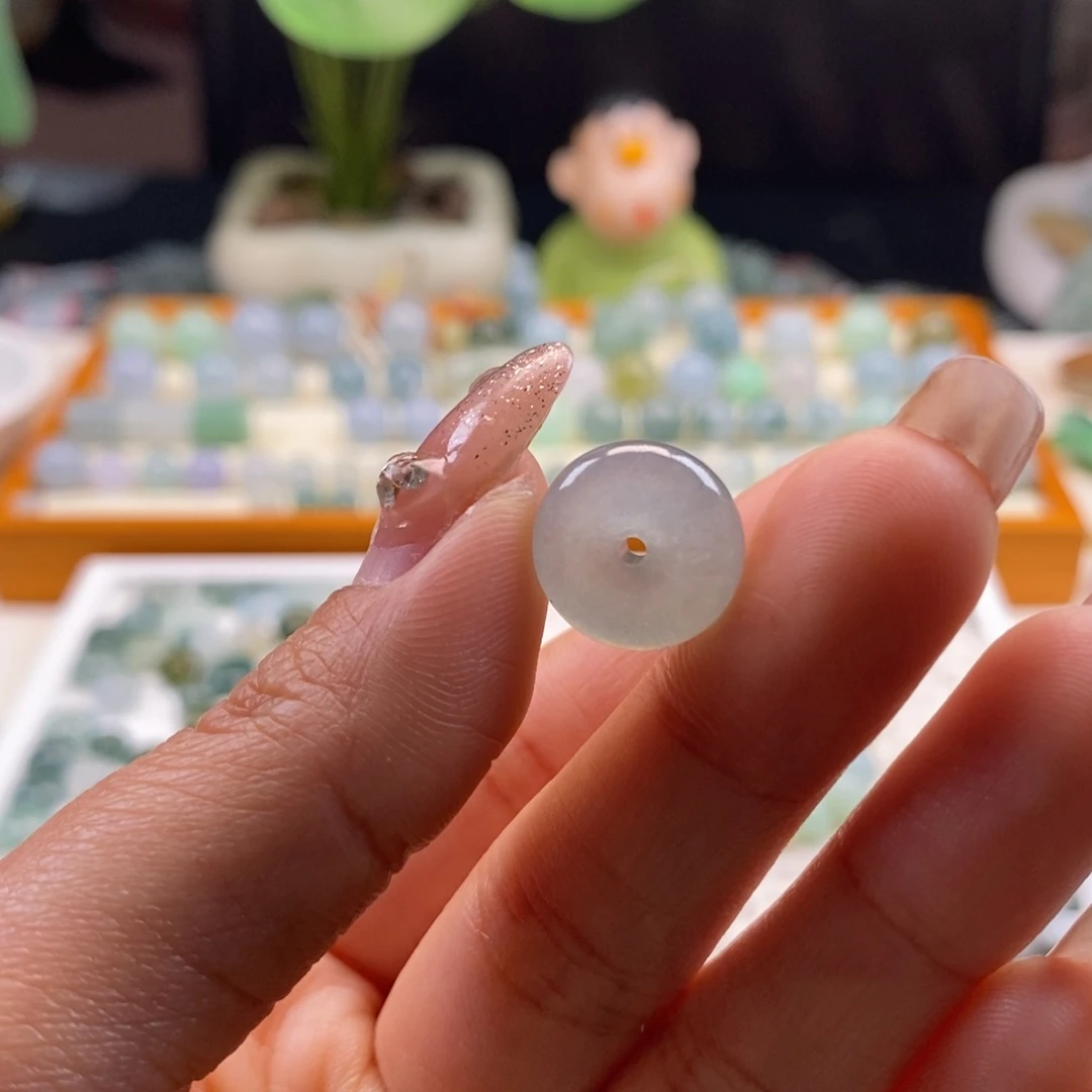 翡翠散珠無*天然翡翠平安扣13.4×5.5