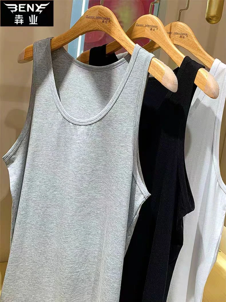 9643犇业男士老头男生孩子薄款竹纤维运动健身休闲跨栏背心新款