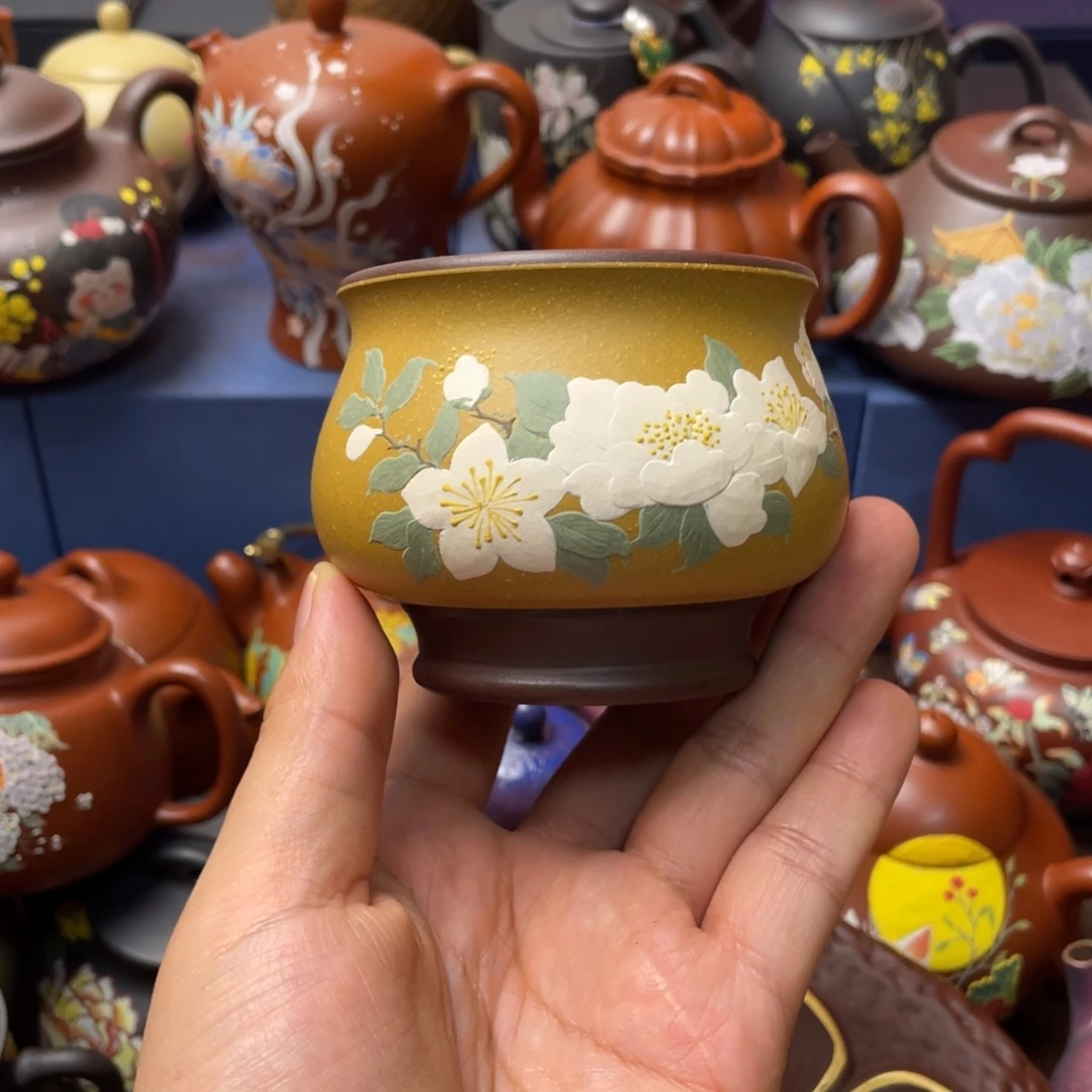 紫泥茶杯紫砂主人杯150cc