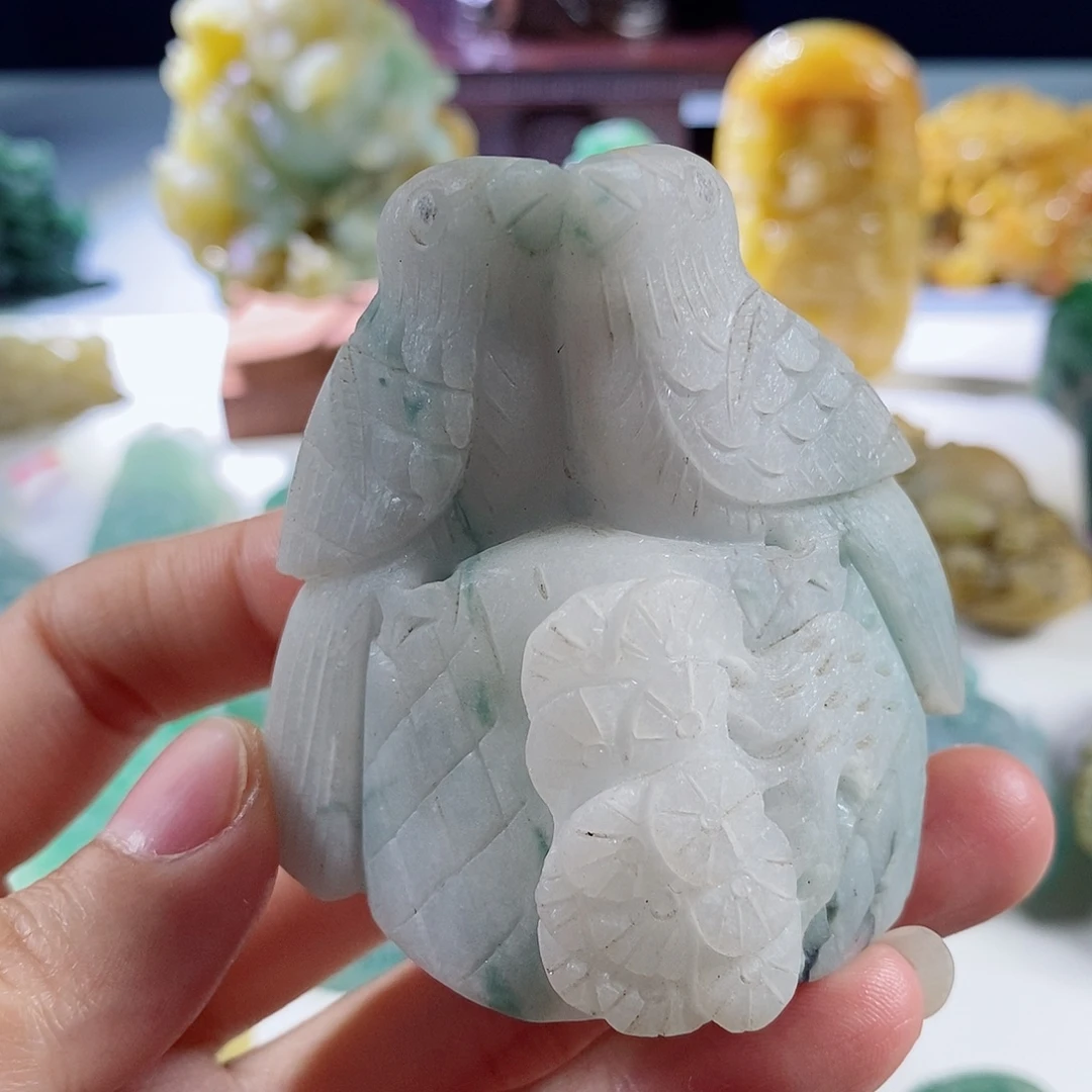 定制翡翠未镶嵌天然a货翡翠喜鹊