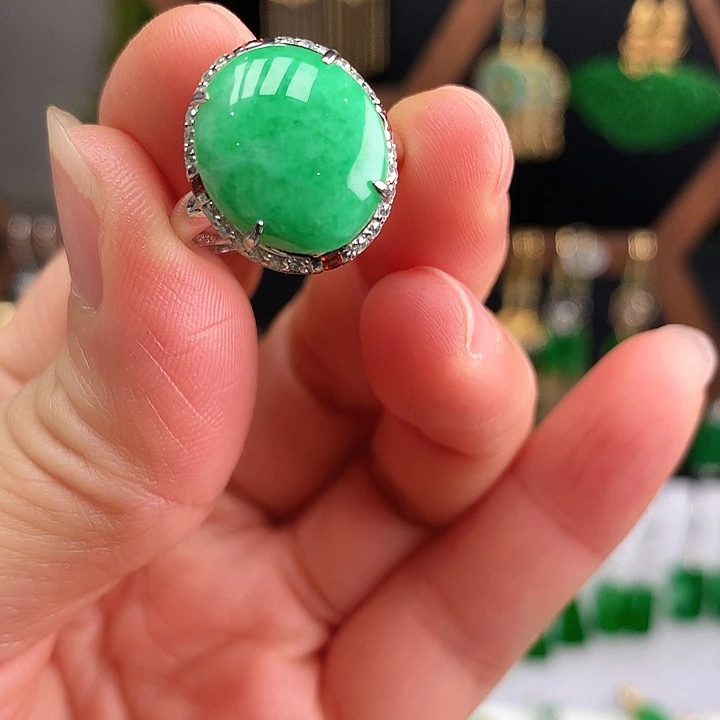 翡翠银S925镶嵌戒指
