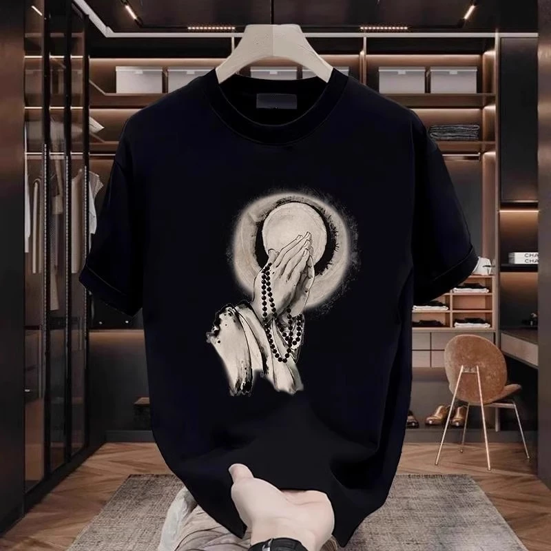 仓石一树夏季短袖T恤ins潮牌印花国风复古休闲百搭上衣高级感男装