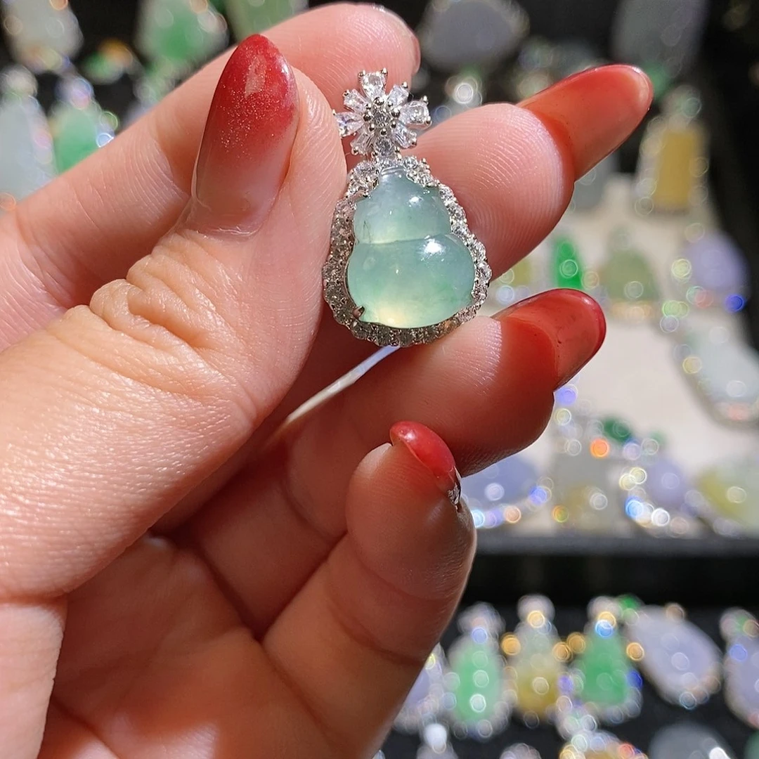 翡翠银S925镶嵌颈饰天然翡翠