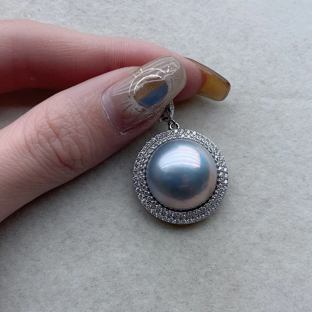 吊坠128拼合珍珠（马贝珠）银S925镶嵌