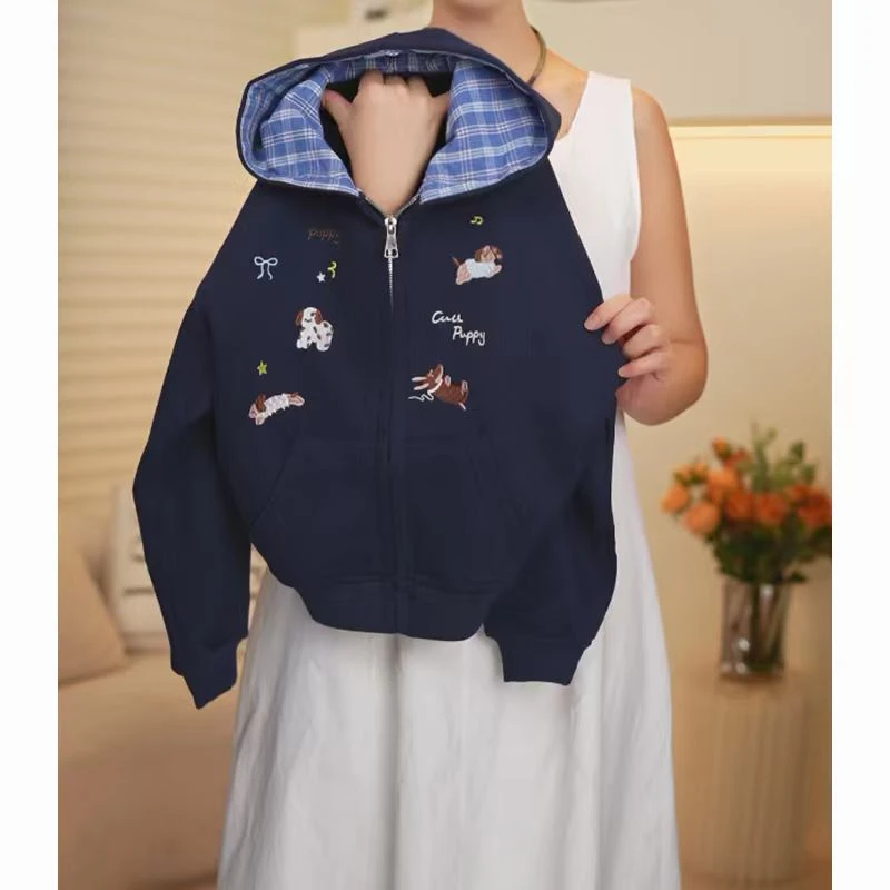 【现货】秋季新款儿童外套针织刺绣上衣洋气中大童卫衣外套运动