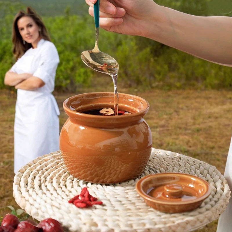 瓦罐陶瓷炖盅隔水炖带盖汤罐炖罐炖汤蒸蛋蒸盅煲汤家用商用小炖盅