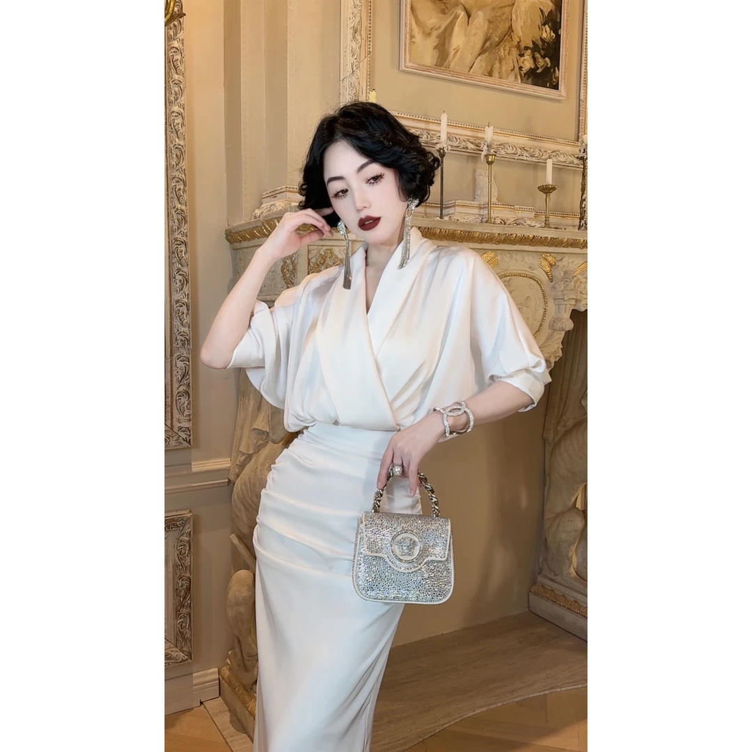 LYXJ【缪斯月之神】夏季气质设计感白色套装11222