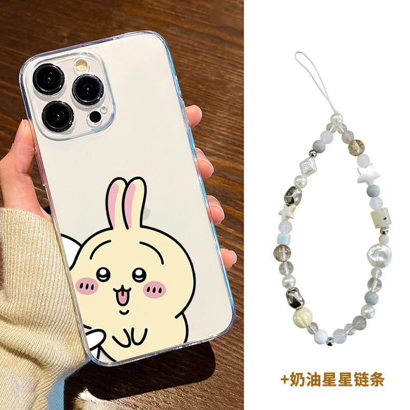 适用【苹果/华为/荣耀/OPPO/vivo小米】简约乌萨奇直边透明手机壳