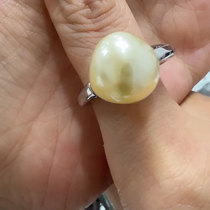 银S925镶嵌戒指海水珍珠临***轩