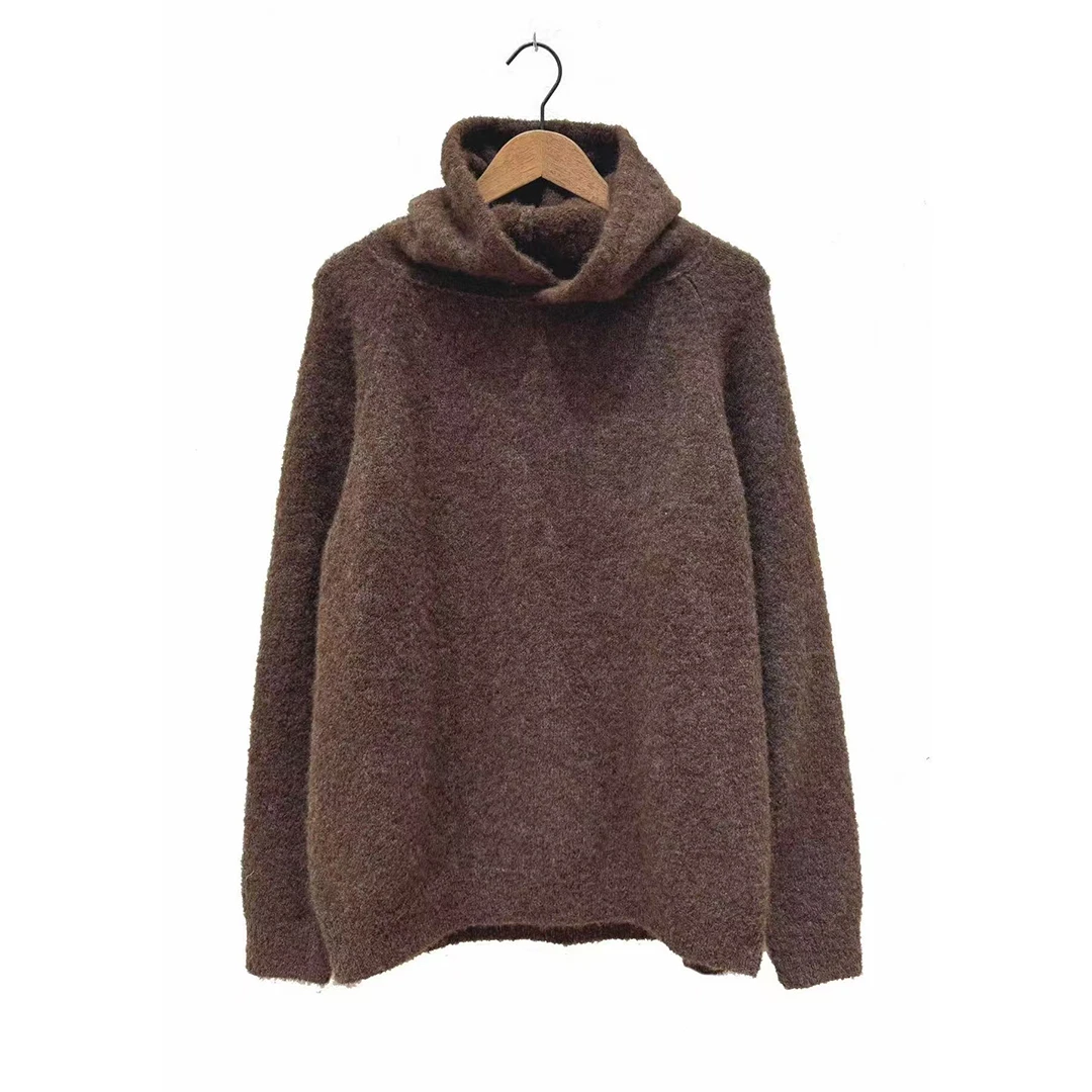 左岸迷香 Z25FW7010布衣分享羊驼混纺女士【针织上衣】原创连帽毛衣