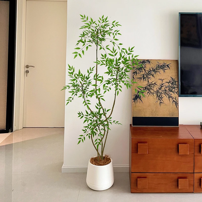 【1】南天竹仿真植物盆景落地摆件仿生绿植大型假盆栽装饰仿真绿植