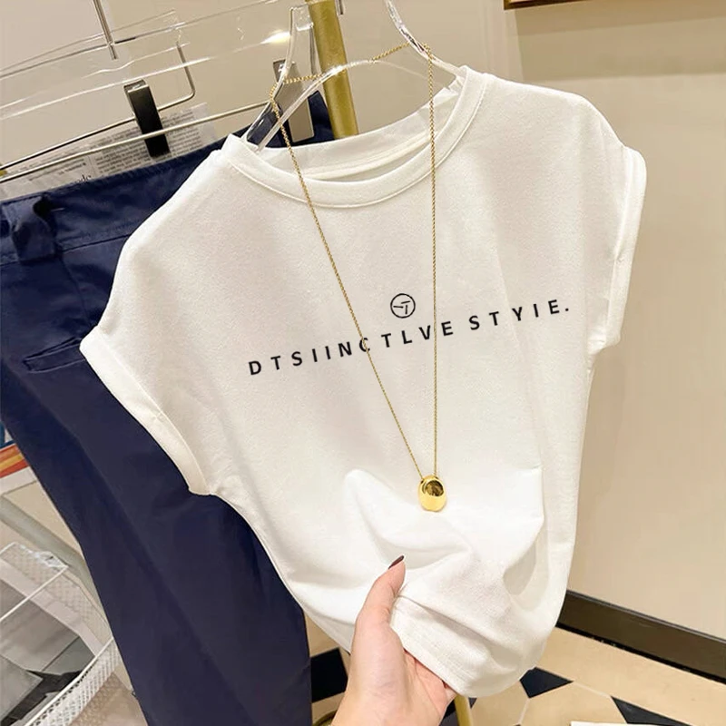 小飞袖正肩短袖t恤女夏季2025新款设计感百搭显瘦圆领白色上衣潮