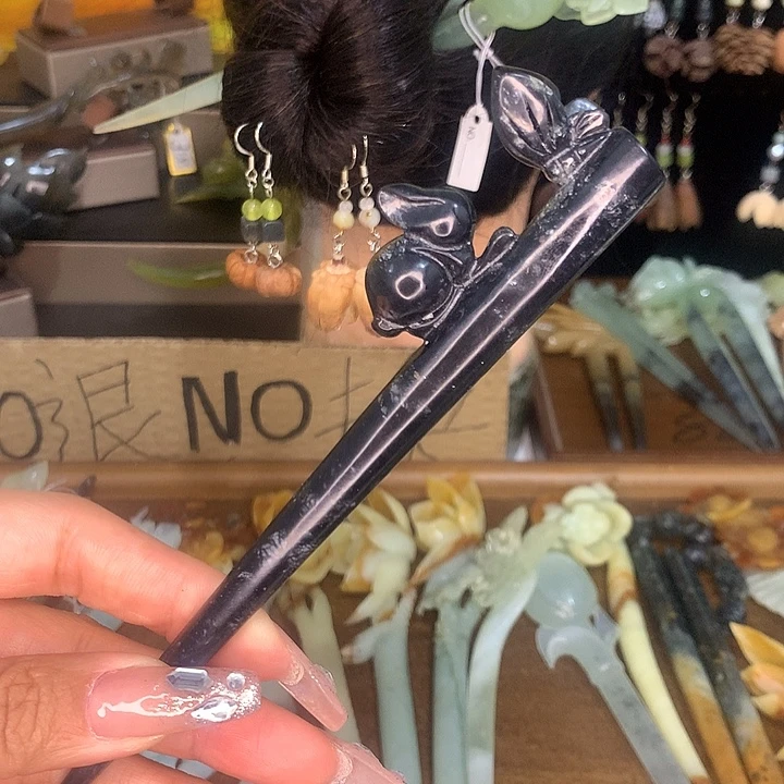 蛇纹石玉合金发饰
