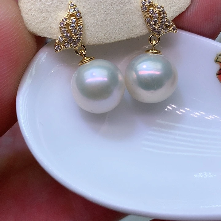 银S925镶嵌耳饰淡水珍珠