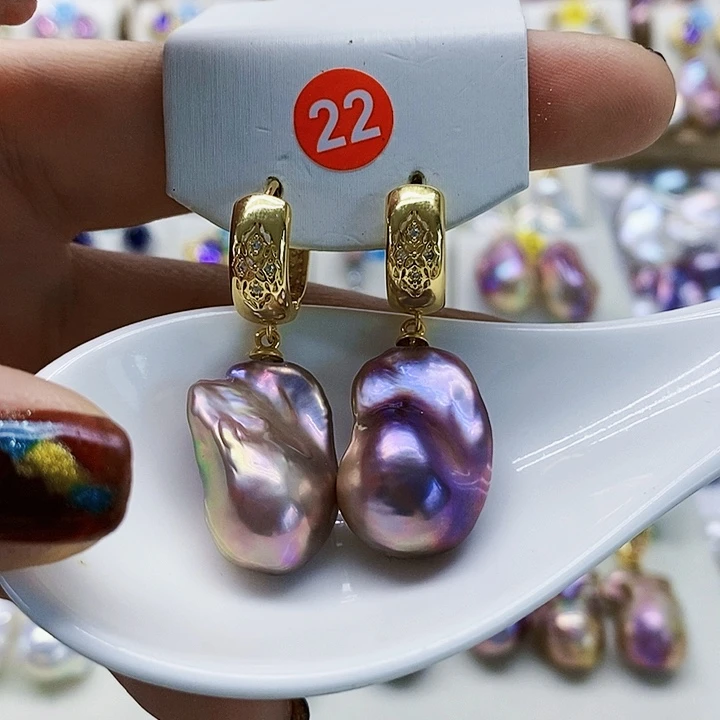 银S925镶嵌耳饰淡水珍珠