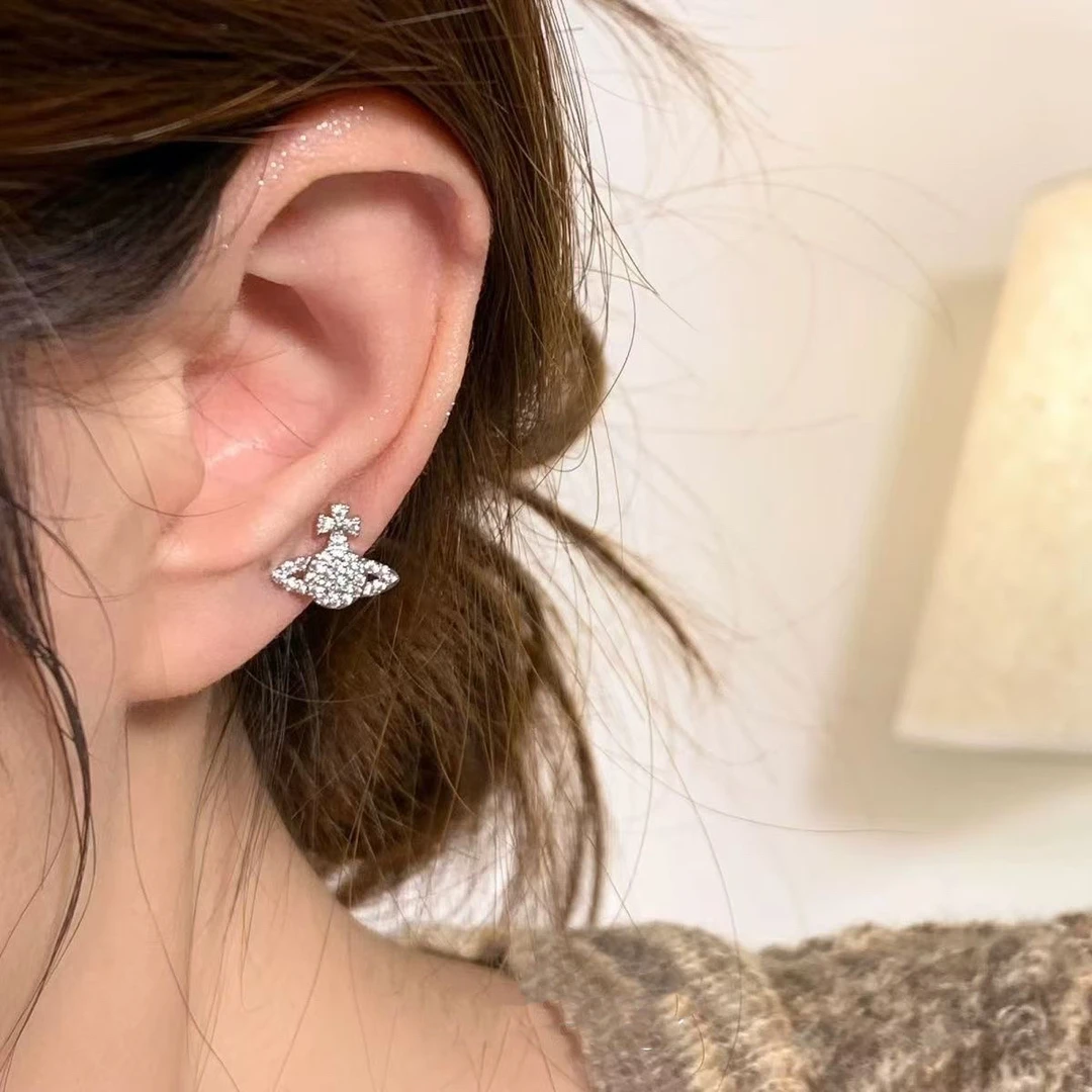 钛钢耳饰 1832-满天星土星耳钉耳骨钉（单只）