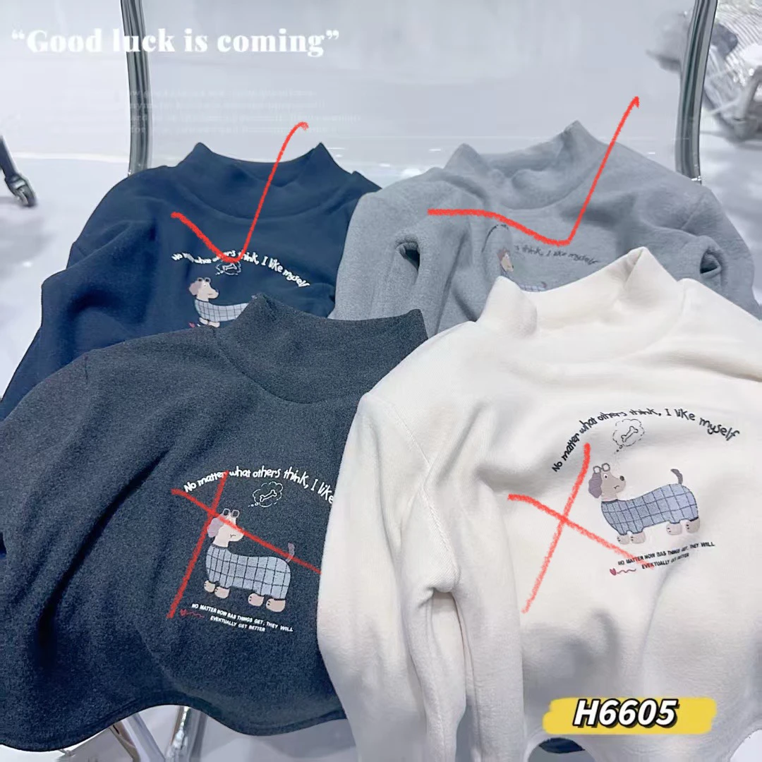 拉萨发货 男童卡通印花加棉长袖加厚保暖秋冬百搭内搭上衣