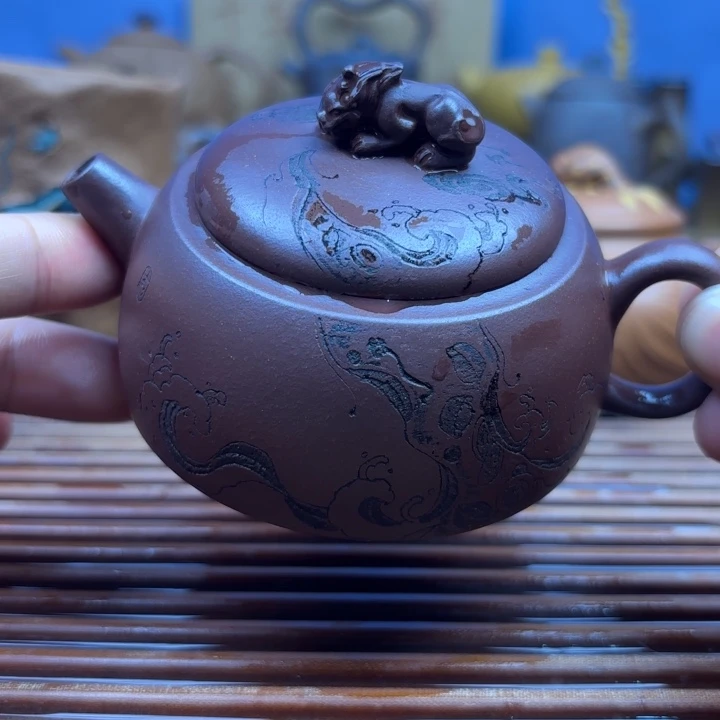茶壶紫砂招财貔貅原矿老紫泥100c