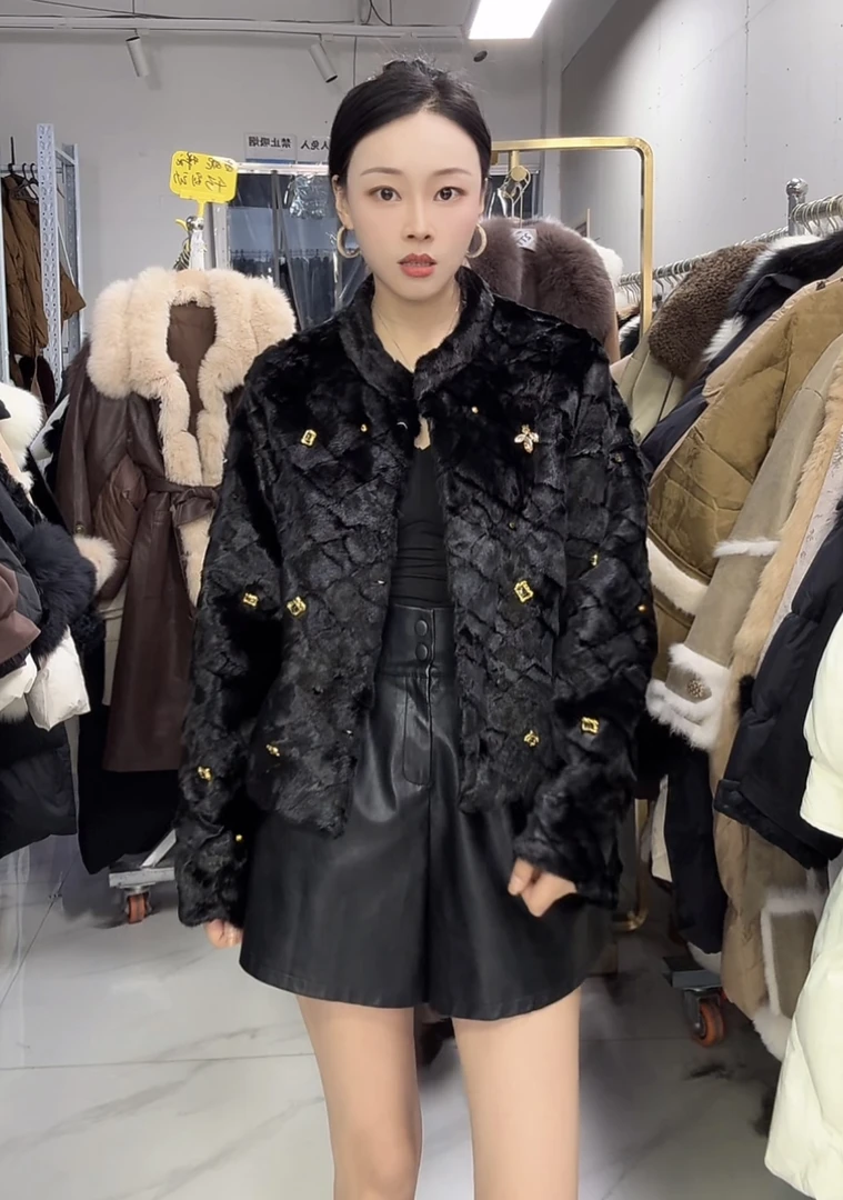 柏林高奢水貂毛皮草新款气质短款外套