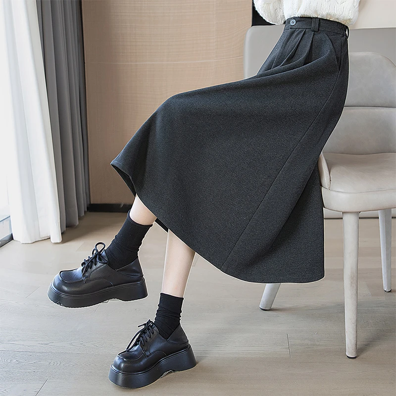 丝柏舍2025秋装新款女装修身简约中长款高腰纯色半身裙S43B6467B