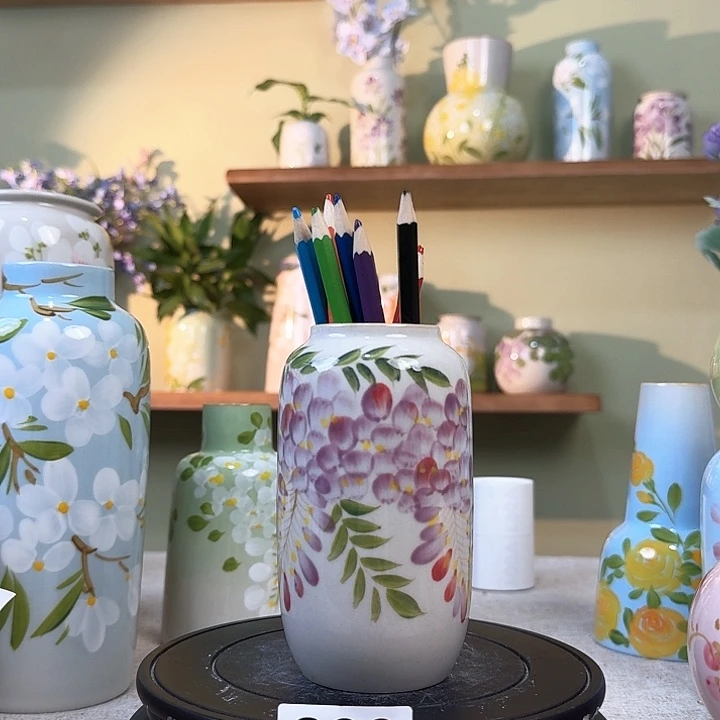 景德镇手绘陶瓷花瓶摆件无孔