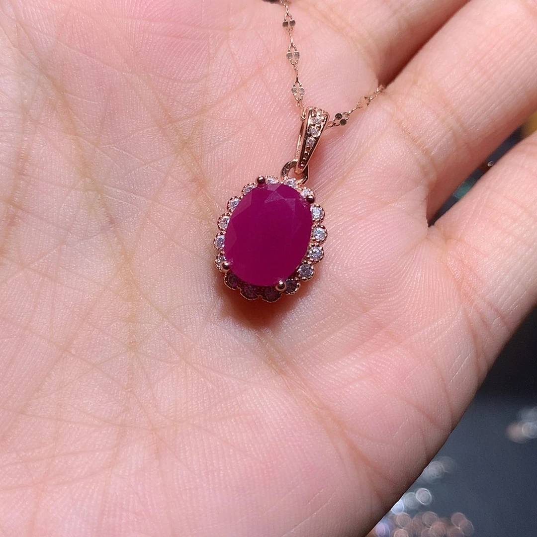 银S925镶嵌红宝石吊坠(赠链)