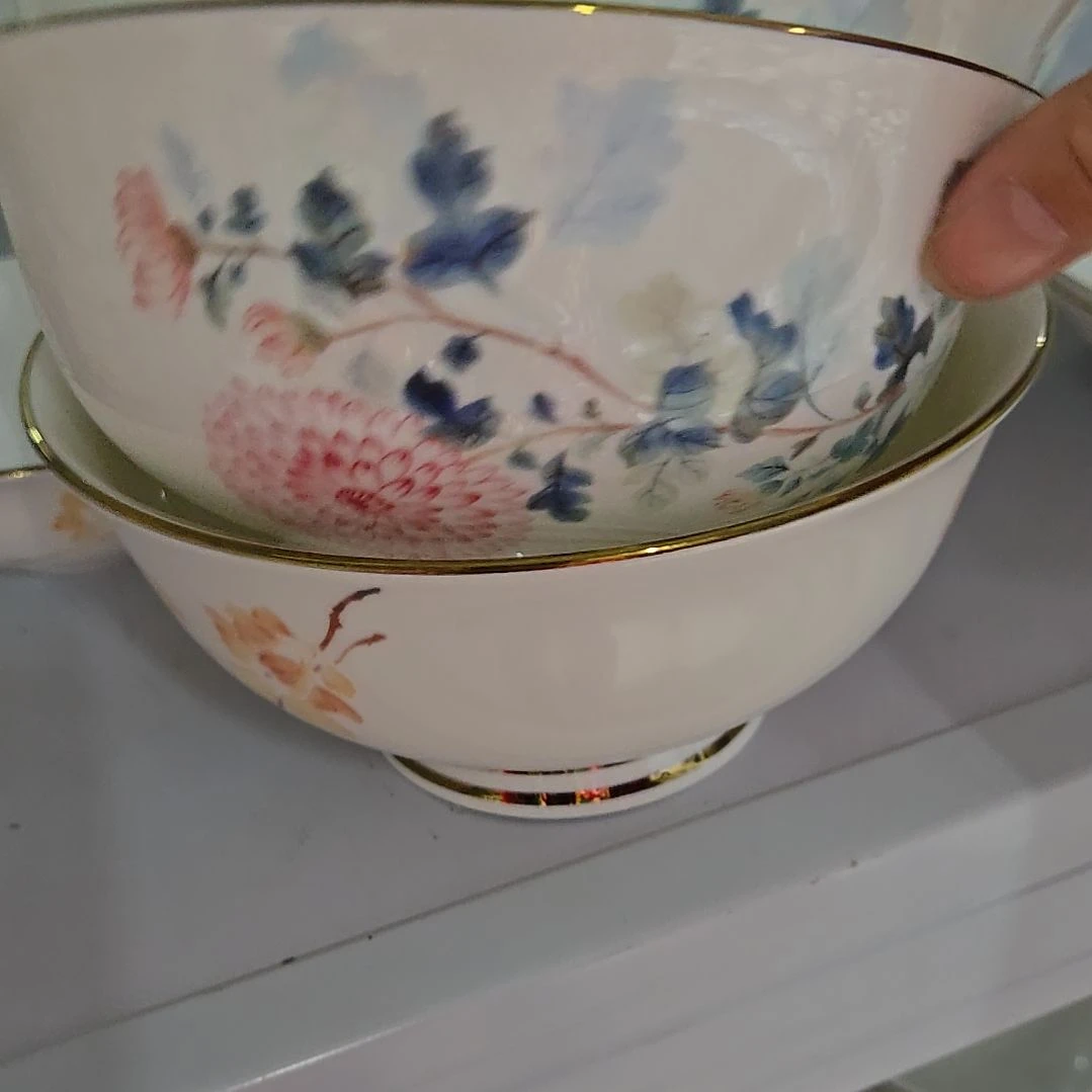 瓷片微瑕花神6寸2个面碗66666