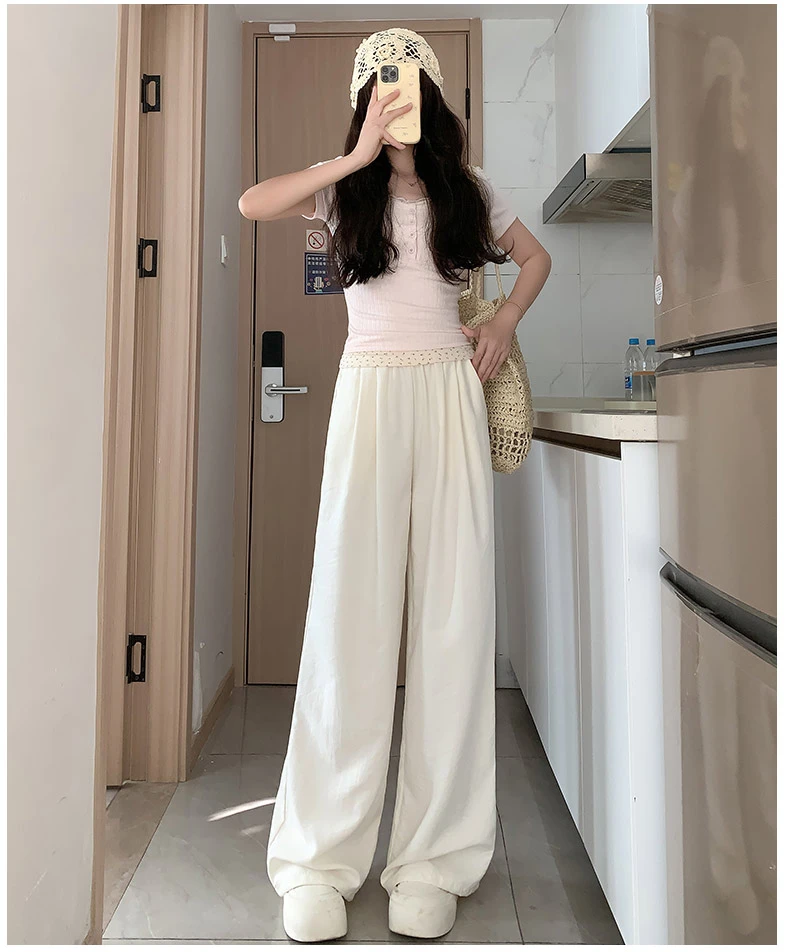 【奶芙裤2.0】夏季透气百搭纯色极简风休闲凉感阔腿裤2210