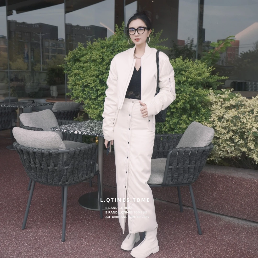 L.QTIMES【慕斯】女装设计师时尚休闲显瘦气质95白鸭绒羽绒服套装