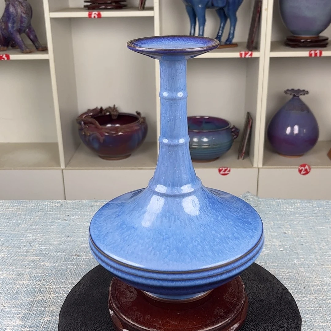 瓷片竹节瓶炭烧手拉坯大师作品