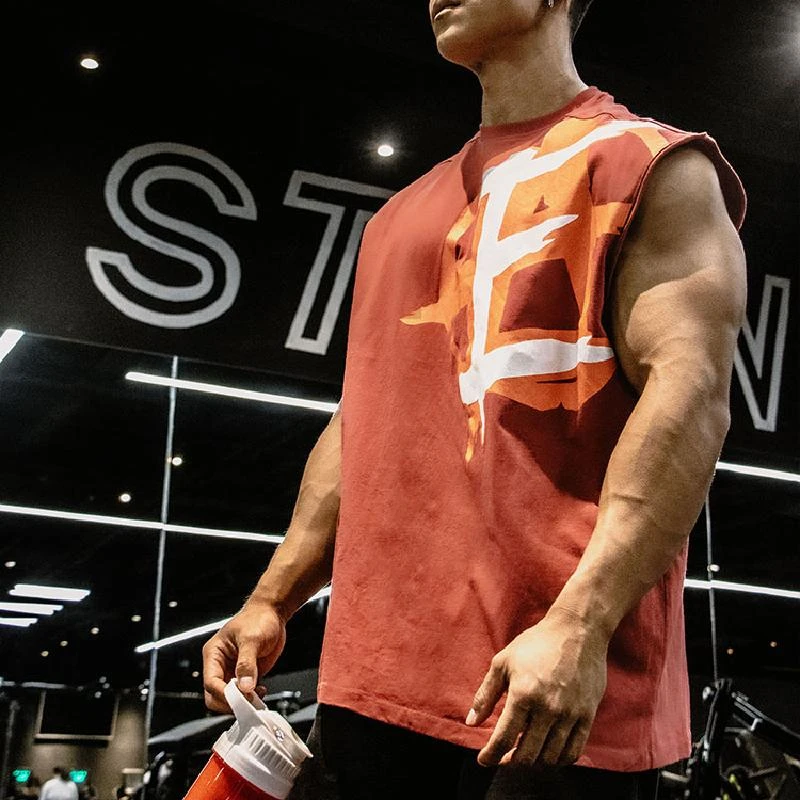 EA先驱者IGNITE重磅型坎肩背心棉健身肌肉男显大宽松训练无袖T恤