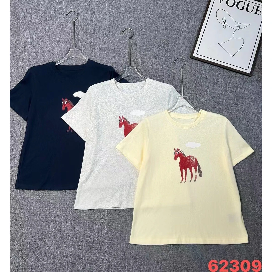 Mozch 细腻密实棉马到成功印花小众款百搭T恤【衣长59】62309