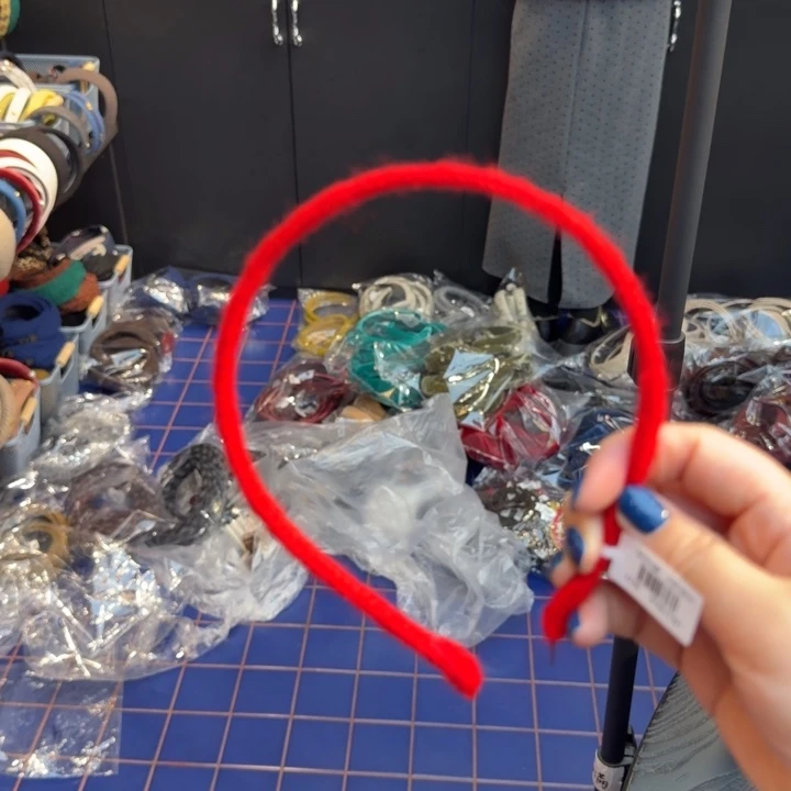 布艺非金属红色毛线发箍超细