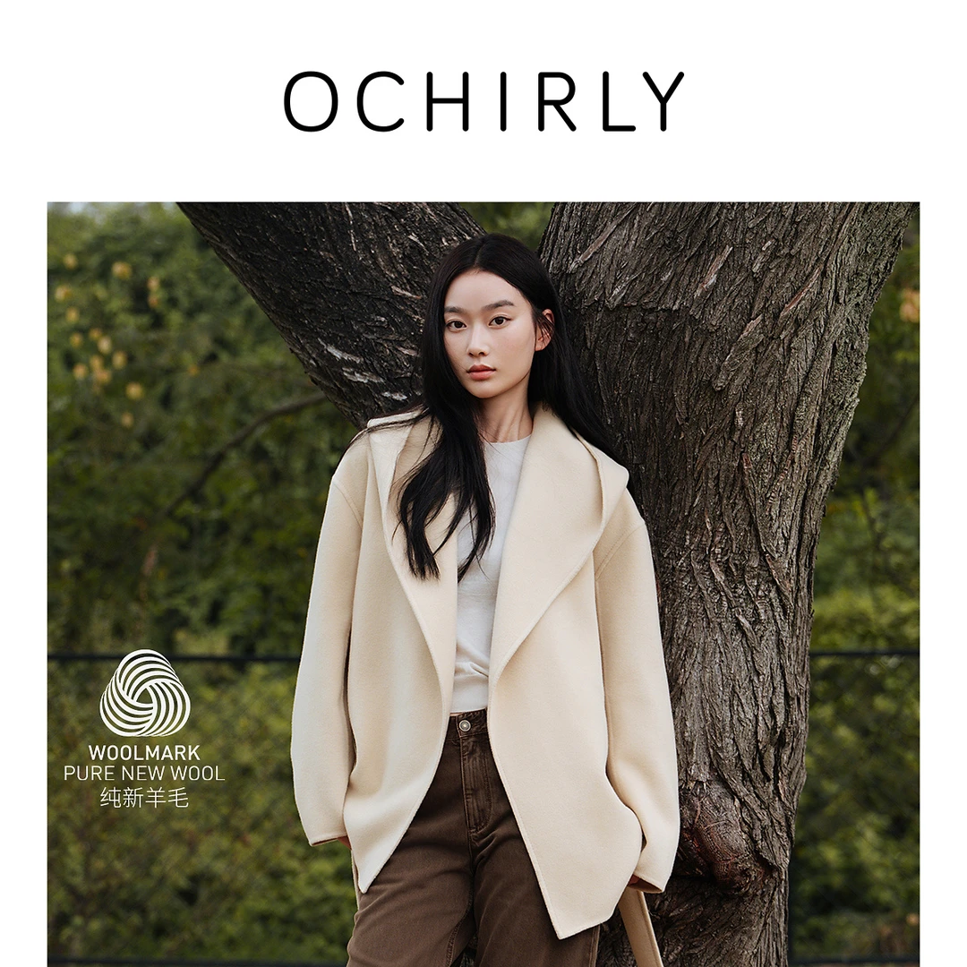 【新品】Woolmark认证OCHIRLY欧时力100%羊毛呢外套腰带25秋冬