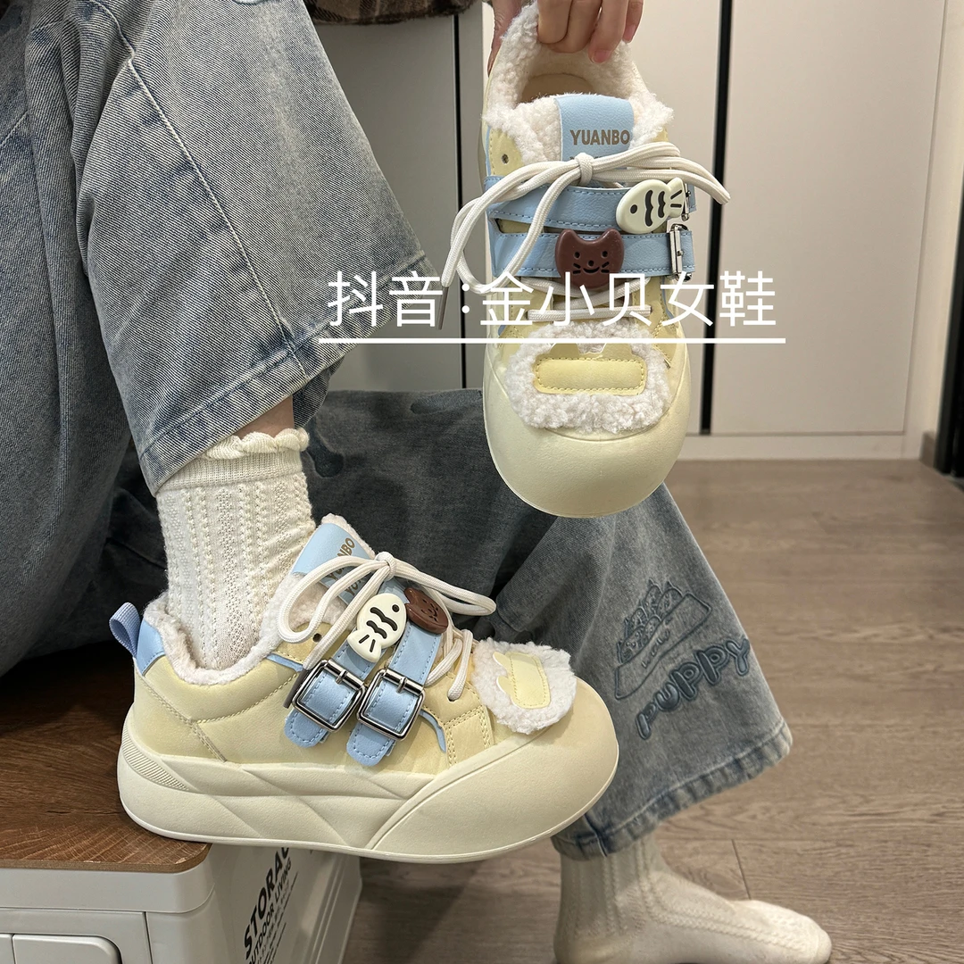 金小贝小众原创大头泡芙鞋女2025新款春季厚底百搭丑萌面包运动鞋