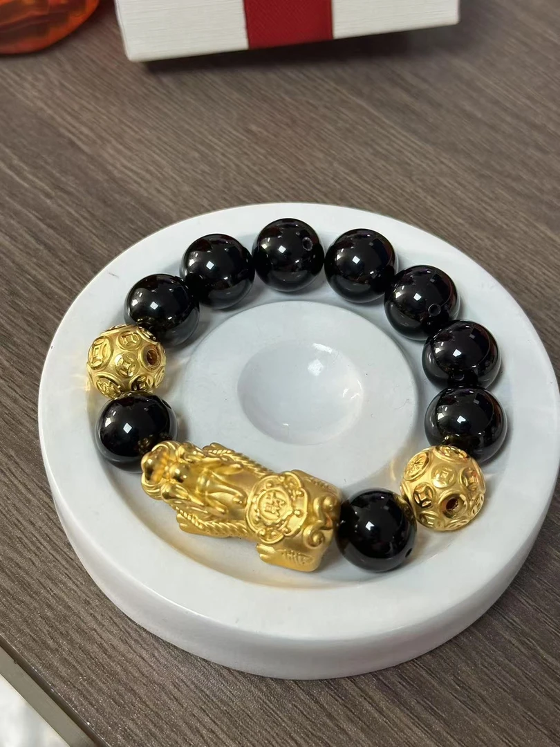 【足金999】卡14转运珠+黄金貔貅