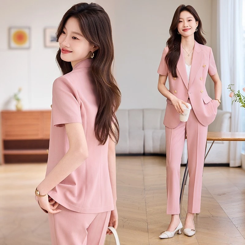 短袖西装外套女夏季新款气质高级感正装工作服面试大学生职业套装