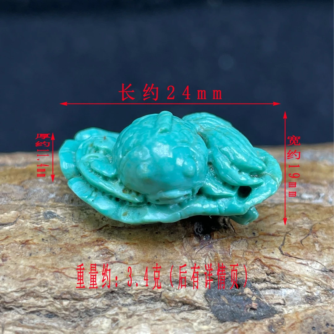 保真正品天然原矿绿松石高瓷高色手工雕刻金鱼盘藕叶吊坠颈挂脖挂