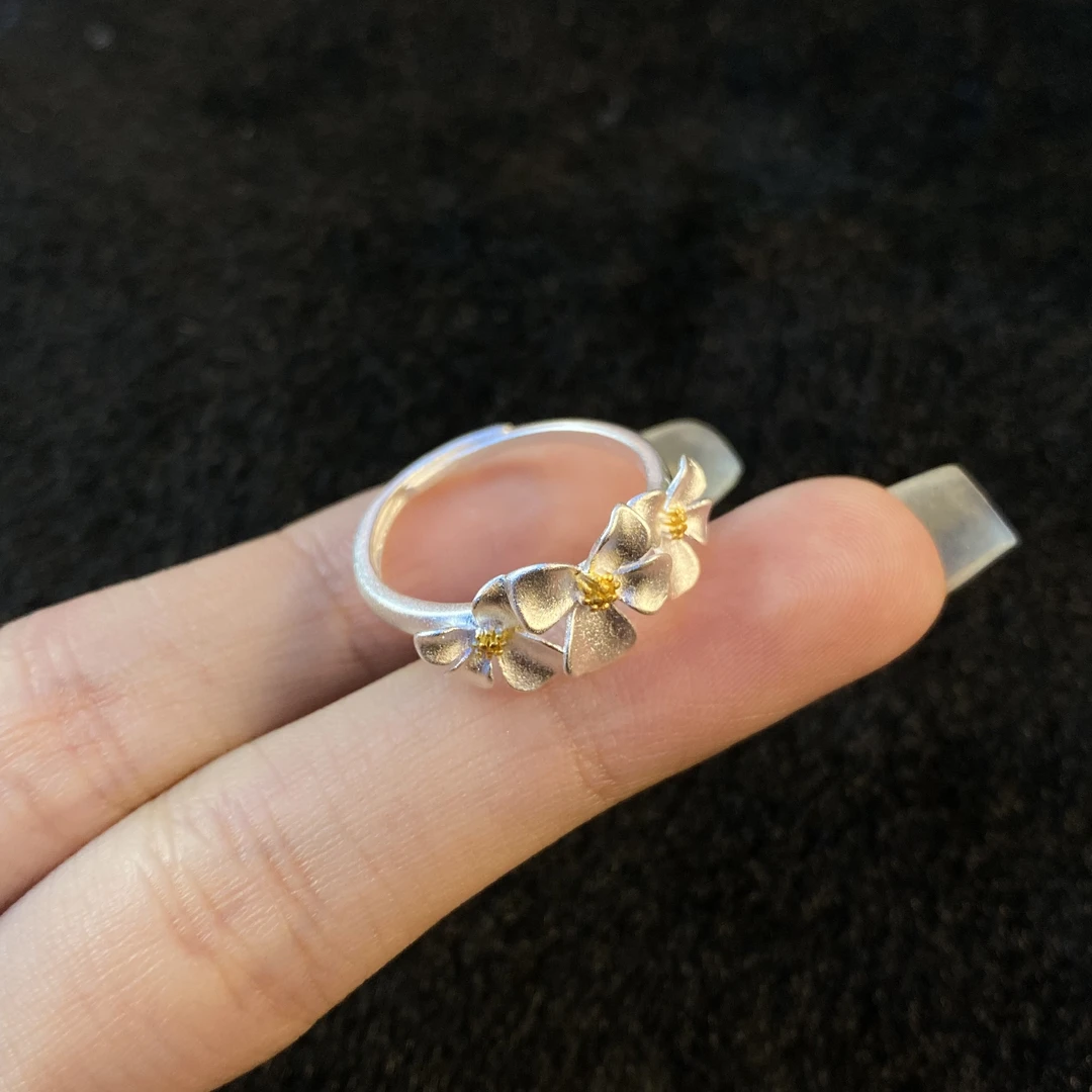 足银银制品 【铭记珠宝】足银格桑花戒指27-DM249H201