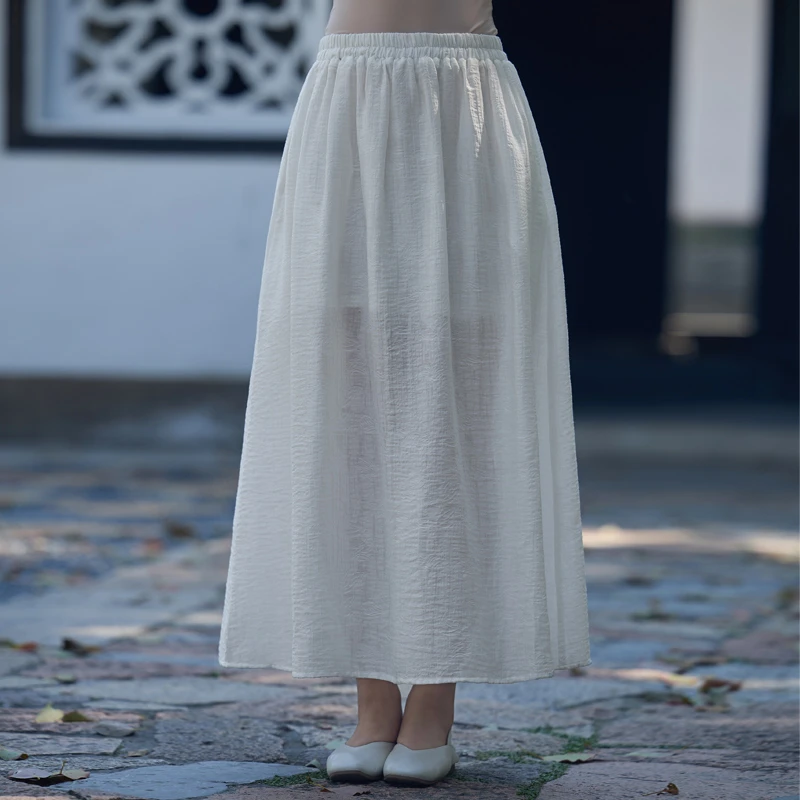 二喜茶服2025春夏山本半身裙新中式A版显瘦垂感飘逸休闲百搭长裙