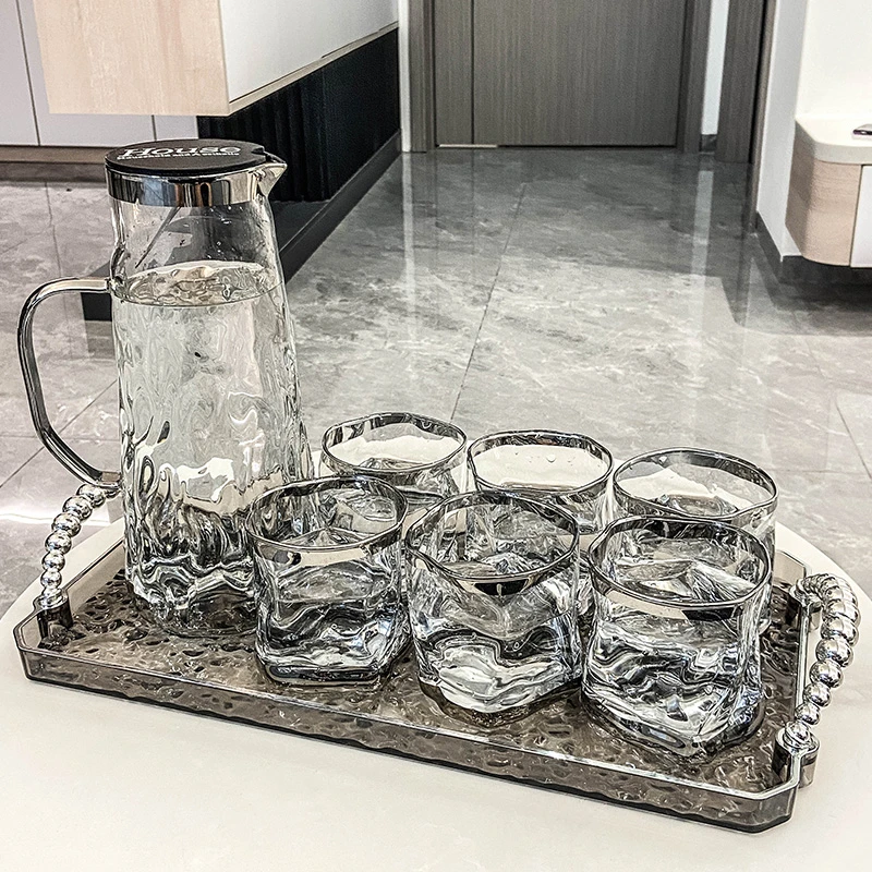 随沐 轻奢玻璃杯家用高级感喝水杯客厅待客水具套装泡茶杯子茶壶