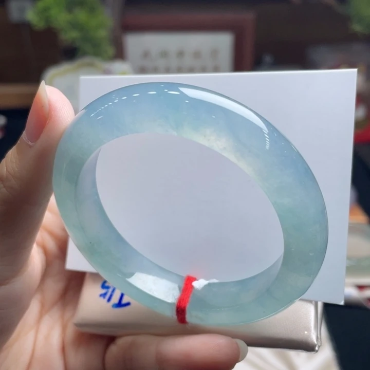 翡翠未镶嵌手镯16号 54+正圈 冰蓝