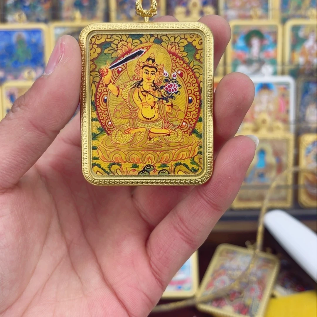 吊坠不***.纯手绘唐卡文殊
