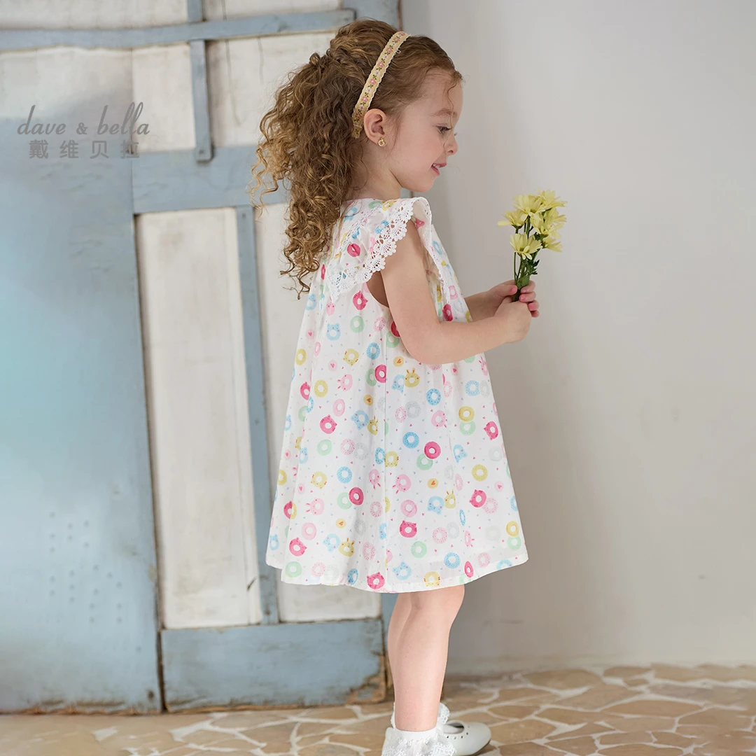 戴维贝拉儿童连衣裙2025女童夏装印花裙子女宝宝新款纯棉公主裙
