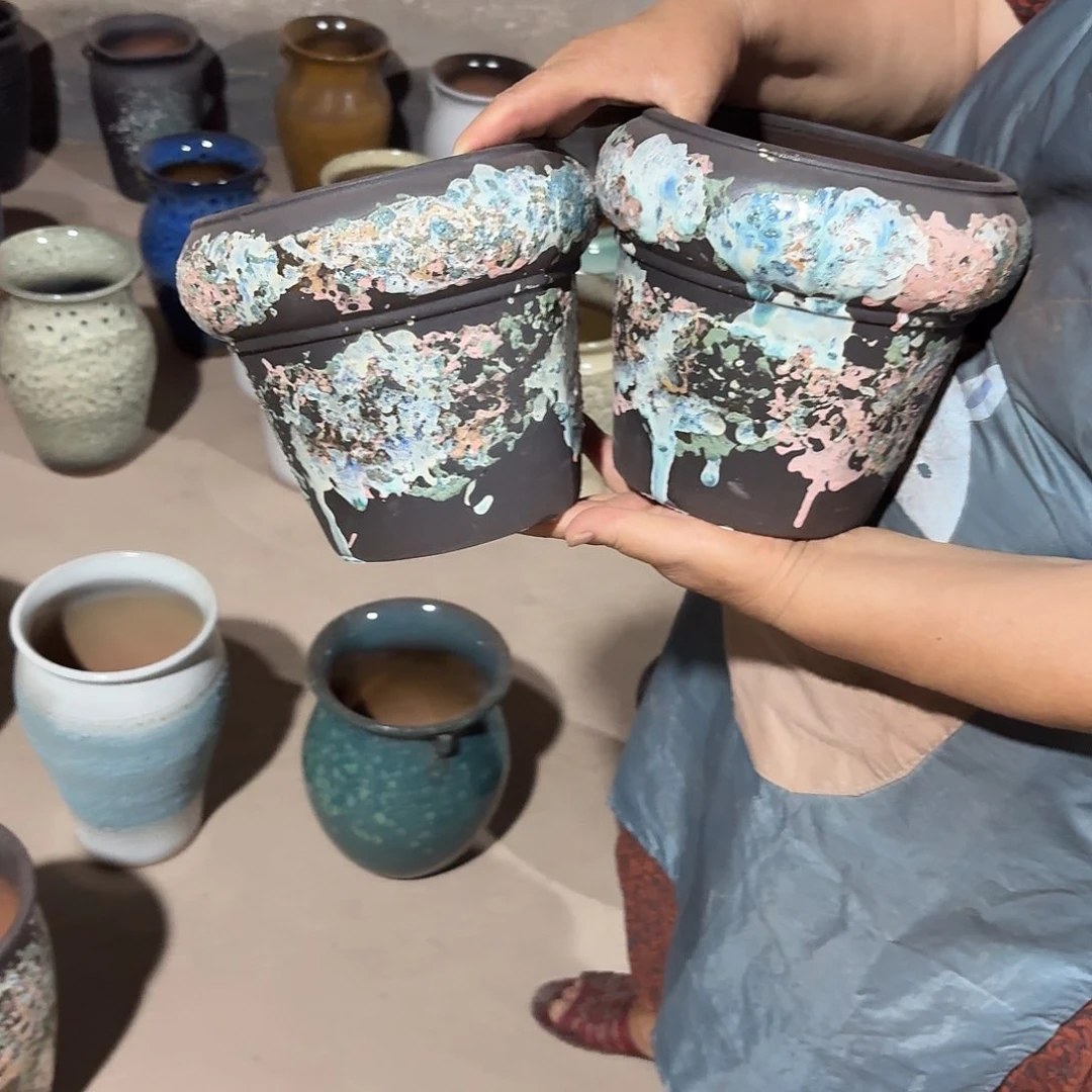 紫砂花盆口18高18两个