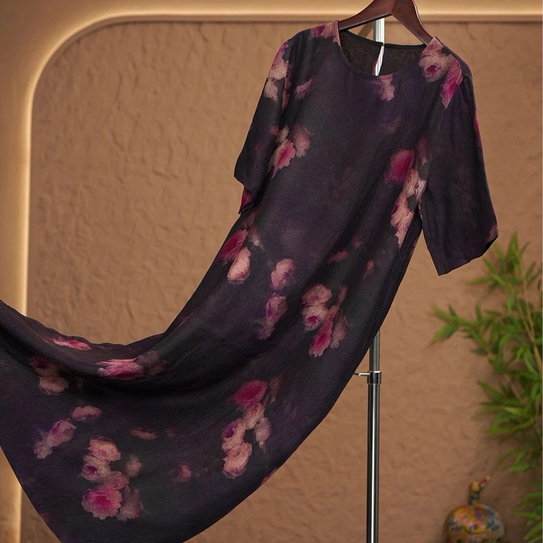 正品8620款极简风套头款九分袖中国风印民族风连衣裙