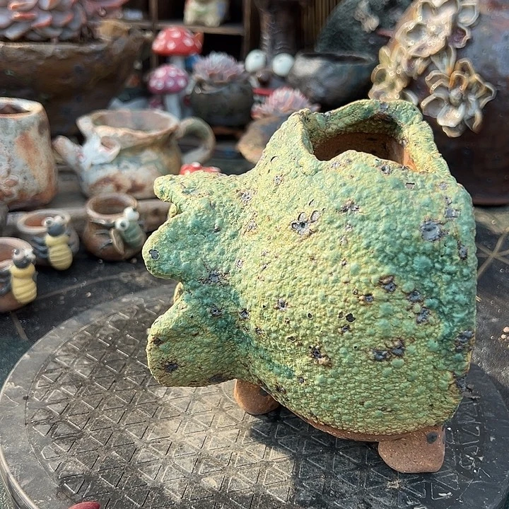 手工粗陶高温花盆