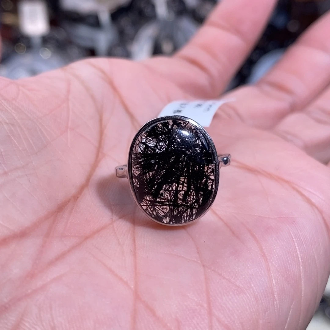 手链水晶未镶嵌黑发晶银活口戒指18×15×5全透体满发蕾丝毕业级